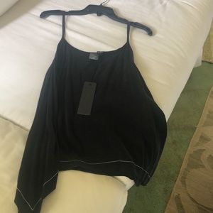 Crea Paris black cupro trapeze strap top